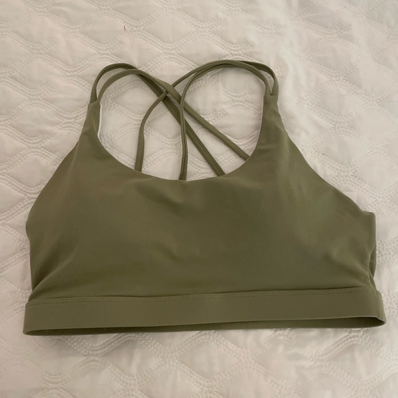 sports bra criss cross dusty green mesh high/medium impact size L - Picture 1 of 6